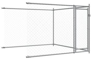 Klatka dla psa, z drzwiami, szara, 8x2x1,5 m, stal