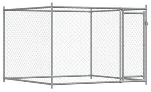 Klatka dla psa, z drzwiami, szara, 8x2x1,5 m, stal