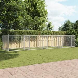 Klatka dla psa, z drzwiami, szara, 8x2x1,5 m, stal