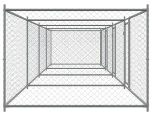 Klatka dla psa, z drzwiami, szara, 8x2x1,5 m, stal