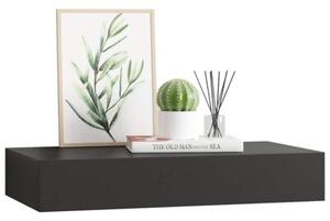 Wisząca półka ścienna z szufladą, czarna, 48x25x8 cm