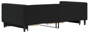 Sofa rozsuwana z szufladami, czarna, 100x200 cm, aksamit