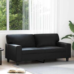 Sofa, 2-osobowa czarna, 140 cm, sztuczna skÃ³ra