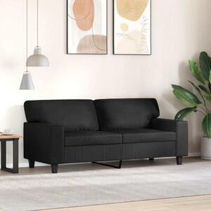 Sofa, 2-osobowa czarna, 140 cm, sztuczna skÃ³ra