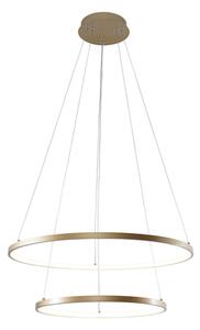Lampa wisząca LED 2 pierścienie złota BRENO 60 cm