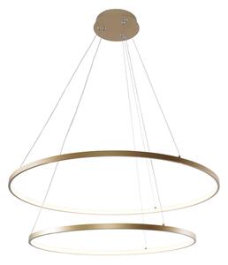 Lampa wisząca LED 2 pierścienie złota BRENO 80 cm