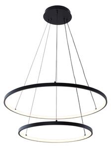 Lampa wisząca LED 2 pierścienie czarna BRENO 60 cm