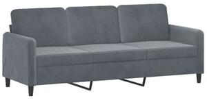 Sofa 3-osobowa z poduszkami, ciemnoszara, 180 cm, aksamit