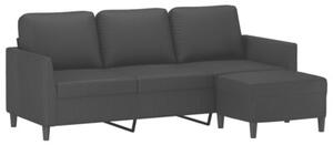 Sofa 3-osobowa z podnÃ³Å¼kiem, czarna, 180 cm, sztuczna skÃ³ra