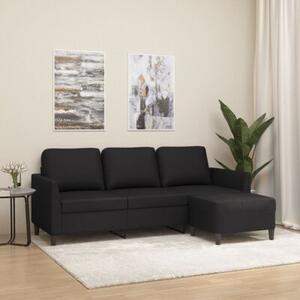 Sofa 3-osobowa z podnÃ³Å¼kiem, czarna, 180 cm, sztuczna skÃ³ra