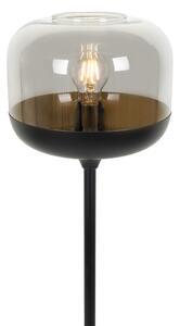 Designerska lampa podłogowa czarna ze złotem i dymionym szkłem - Kyan Oswietlenie wewnetrzne