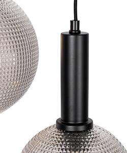 Designerska lampa wisząca czarna z dymionym szkłem 3-punktowa - Chico Oswietlenie wewnetrzne