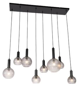 Designerska lampa wisząca czarna z przydymionym szkłem 8 świateł - Chico Oswietlenie wewnetrzne