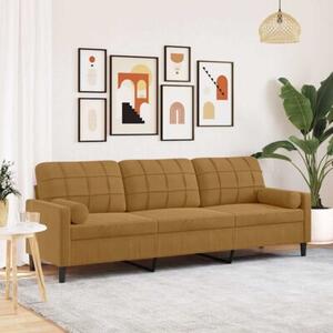 Sofa 3-osobowa z poduszkami, brÄ zowa, 210 cm, aksamit