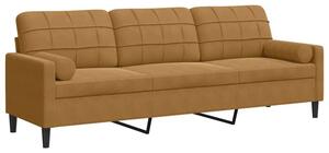 Sofa 3-osobowa z poduszkami, brÄ zowa, 210 cm, aksamit
