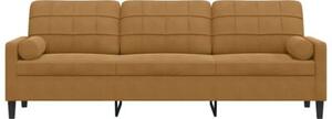 Sofa 3-osobowa z poduszkami, brÄ zowa, 210 cm, aksamit