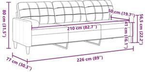 Sofa 3-osobowa z poduszkami, brÄ zowa, 210 cm, aksamit