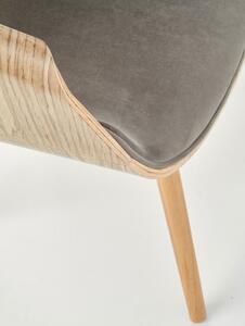 Krzesło tapicerowane z giętego drewna do salonu K396 - szary