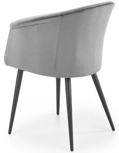 Krzesło kubełkowe K421 z pikowaniem welur - szary