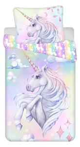 Bawełniana pościel dziecięca jednoosobowa 140x200 cm Unicorn "Pastel Rainbow" – Jerry Fabrics