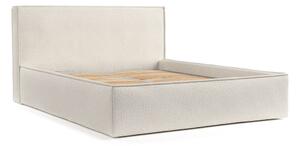 Beżowe tapicerowane łóżko dwuosobowe ze schowkiem ze stelażem 180x200 cm Lounge L – Maison de Rêve