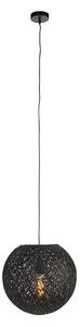 Rustykalna lampa wisząca czarna 35cm - Corda Oswietlenie wewnetrzne