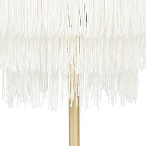 Orientalna lampa stołowa złoty kremowy klosz z frędzlami - Franxa Oswietlenie wewnetrzne