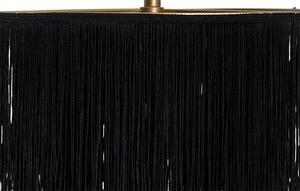 Orientalna lampa podłogowa złoty czarny klosz z frędzlami - Franxa Oswietlenie wewnetrzne