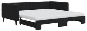 Sofa rozsuwana z materacami, czarna, 100x200 cm, aksamit