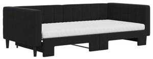 Sofa rozsuwana z materacami, czarna, 100x200 cm, aksamit