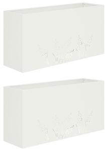 Doniczka ogrodowa 2 szt. Biały 100 x 20 x 49 cm Stal zimnogięta