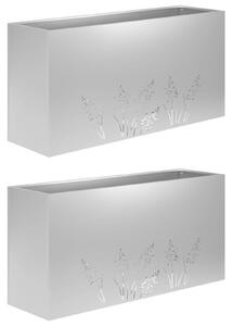 Doniczka ogrodowa 2 szt. srebrny 100 x 20 x 49 cm