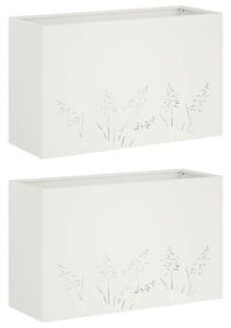 Doniczka ogrodowa 2 szt. Biały 80 x 20 x 49 cm Stal zimnogięta