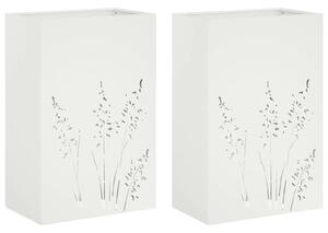 Doniczka ogrodowa 2 szt. Biały 50 x 30 x 75 cm Stal zimnogięta
