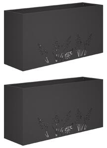 Doniczka ogrodowa 2 szt. Czarny 100 x 30 x 49 cm