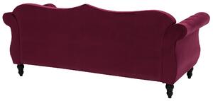 Komplet wypoczynkowy 5-osobowy welurowy pikowany czerwony z poduszkami Skien Beliani