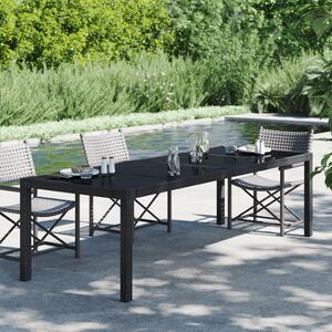 Stół ogrodowy, czarny, 250x100x75 cm, szkło i rattan PE