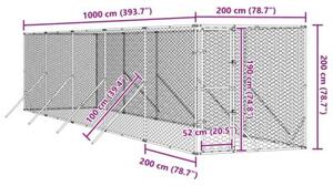 Kojec zewnętrzny dla psa, 2x10x2 m, stal galwanizowana