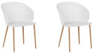 Zestaw 2 krzeseł obiadowych bez podłokietników plastikowe białe Blaykee Beliani