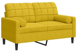 Sofa 2-osobowa z poduszkami, Å¼Ã³Åta, 120 cm, aksamit