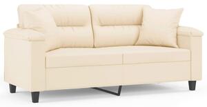 Sofa 2-osobowa z poduszkami, beÅ¼owa, 140 cm, mikrofibra