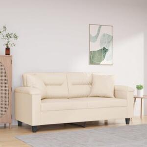 Sofa 2-osobowa z poduszkami, beÅ¼owa, 140 cm, mikrofibra