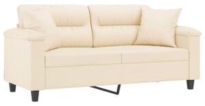 Sofa 2-osobowa z poduszkami, beÅ¼owa, 140 cm, mikrofibra