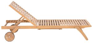 Klasyczny leżak ogrodowy regulowany z poduszką beżową drewno akacjowe Cesana Beliani