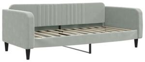 Sofa z materacem do spania, jasnoszara, 90x190 cm, aksamit