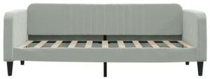 Sofa z materacem do spania, jasnoszara, 90x190 cm, aksamit