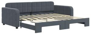 Sofa rozsuwana, ciemnoszara, 90x190 cm, aksamit