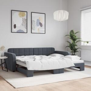 Sofa rozsuwana, ciemnoszara, 90x190 cm, aksamit
