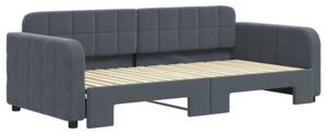 Sofa rozsuwana, ciemnoszara, 90x190 cm, aksamit
