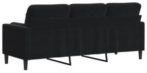 Sofa 3-osobowa z poduszkami, czarna, 180 cm, aksamit